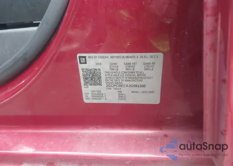 2018 Chevrolet Silverado 1500 1Lt from USA, damaged, VIN 3GCPCREC6JG591560